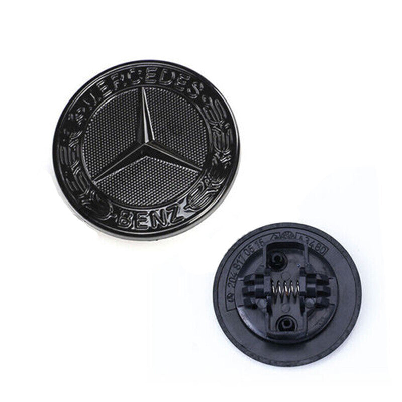 For Mercedes Benz Badge Gloss Black Emblem Flat Laurel Wreath Fits E53 E63 AMG