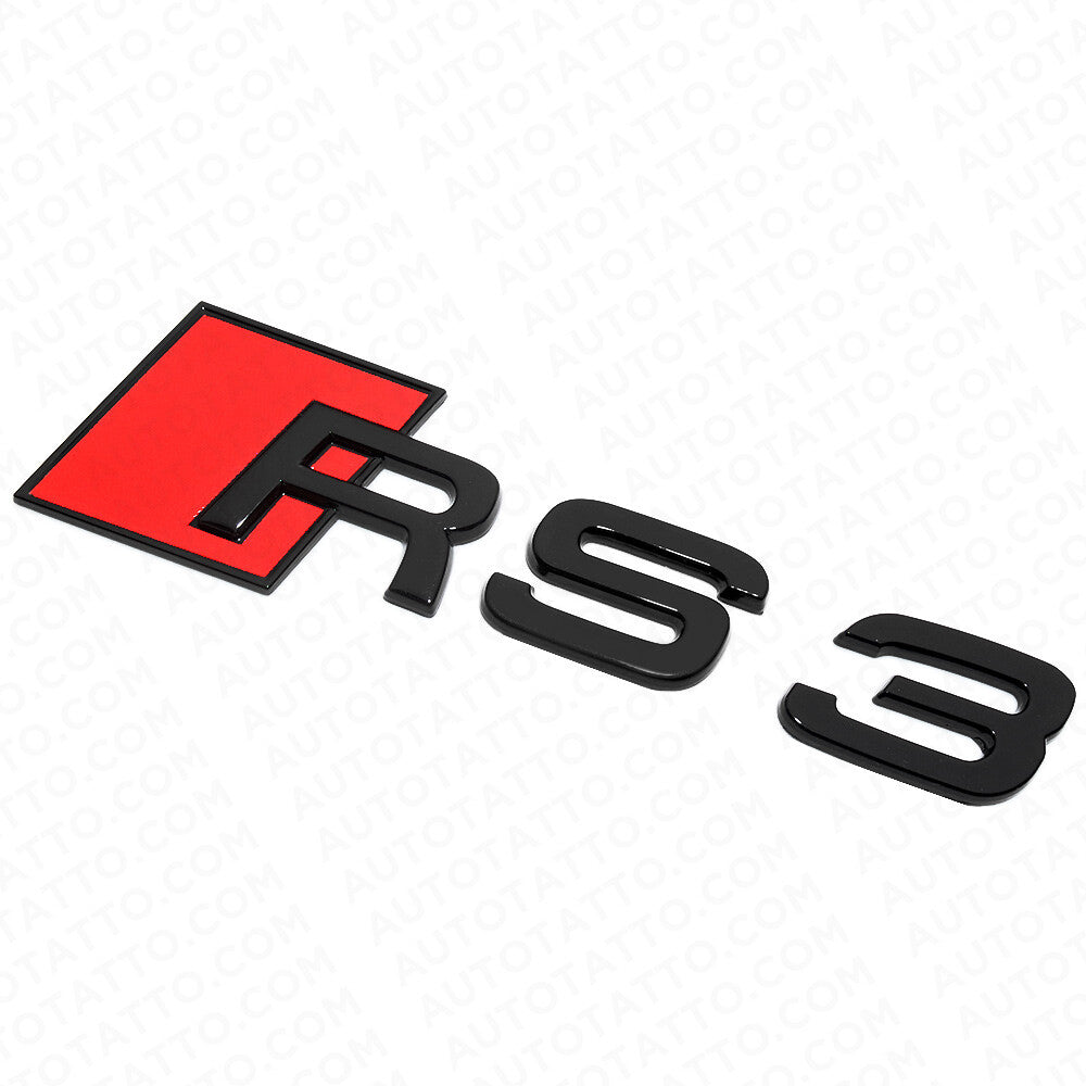 For Audi RS3 Gloss Black Rear Letter Tail Badge Trunk Emblem Badge Logo Sport