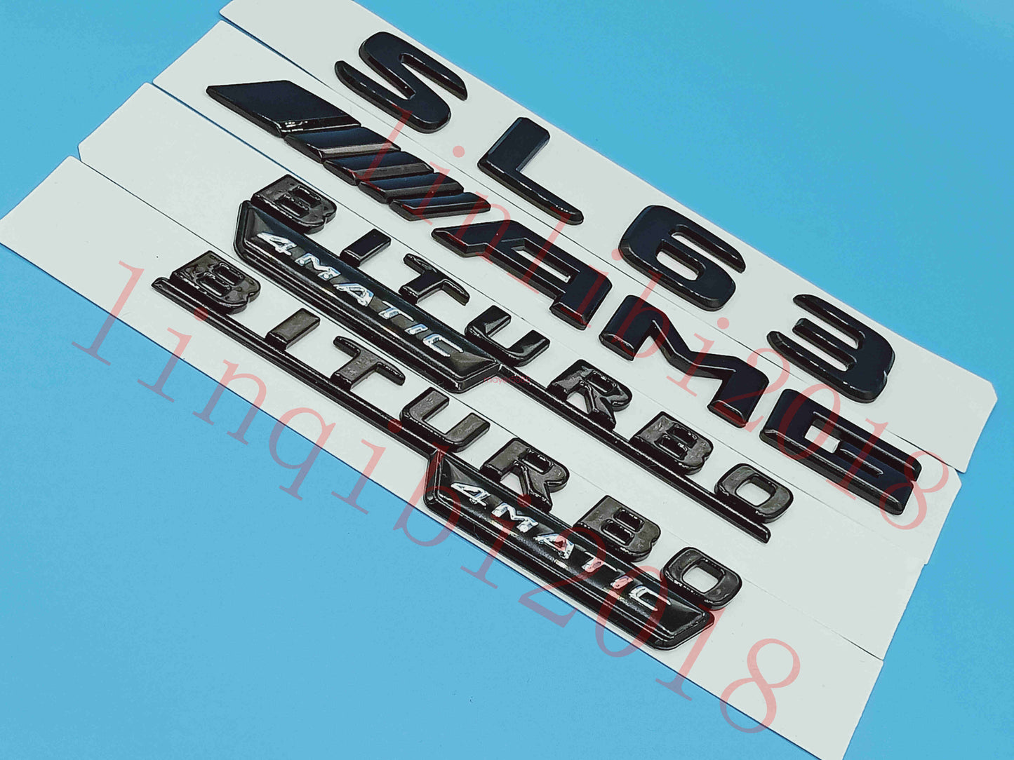 Gloss Black Flat " SL63 AMG BITURBO " Trunk Embl Badge Sticker for Mercedes Benz