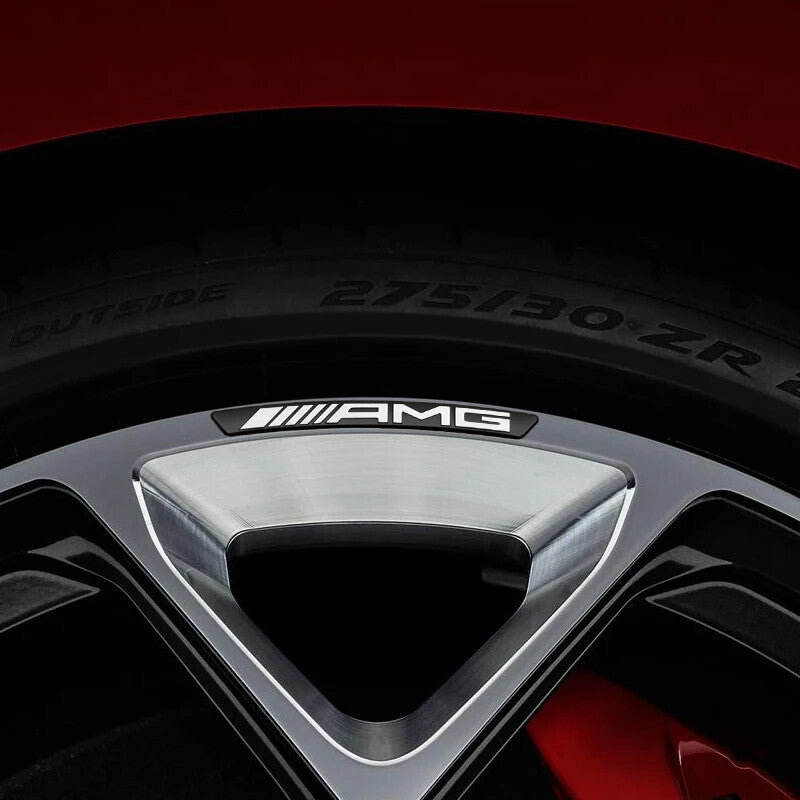4Pcs Mercedes Benz AMG Aluminium Car Emblem Wheel Hub Rim Badge Stickers Decal