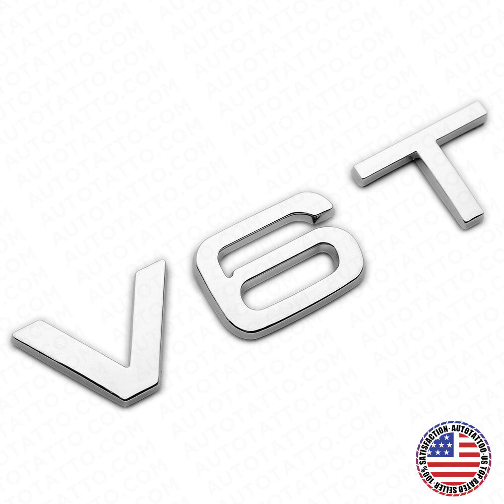 Audi OEM Chrome V6T Side Fender Marker Letter Nameplate Emblem Badge  Sport