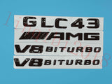 Gloss Black GLC43 AMG V8 BITURBO Trunk Embl Badge Sticker for Mercedes Benz