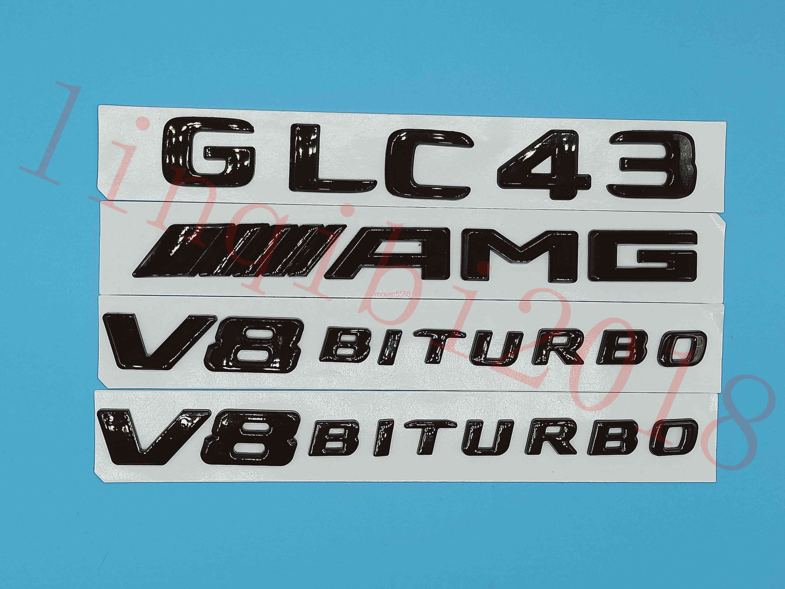 Gloss Black GLC43 AMG V8 BITURBO Trunk Embl Badge Sticker for Mercedes Benz