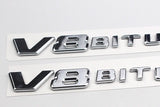2pcs V8 BITURBO Chrome Fender Side Emblem Badge for C63 E63 G63 S63 GLE63 W205