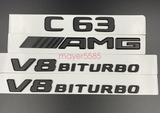 Glossy Black C63 AMG V8 BITURBO Trunk Emblem Badge Sticker For Mercedes-Benz C63