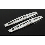 2 Mercedes AMG Edition 3D Logo in Shiny Silver Metal 10cm x 1.7cm (PACK OF 2)