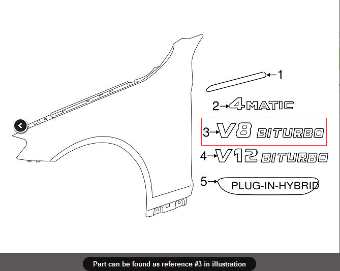 17+ Mercedes OEM V8 BiTurbo Sport AMG Car Logo Side Fender Marker Emblem Badge