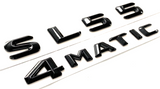 2X BLACK SL55 + 4MATIC FOR MERCEDES REAR TRUNK EMBLEM BADGE NAMEPLATE LETTER