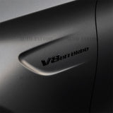 2x 17+ V8 BITURBO AMG Logo Side Fender Marker Nameplate Emblem Badge Gloss Black