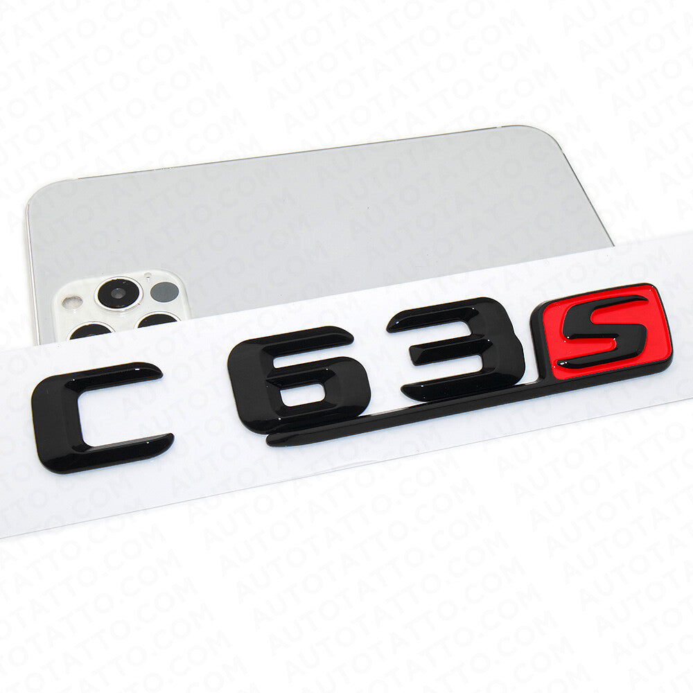 15-16 C63 S AMG Letter Emblem Trunk 3D Logo Badge Decorate Sport Gloss Black Red