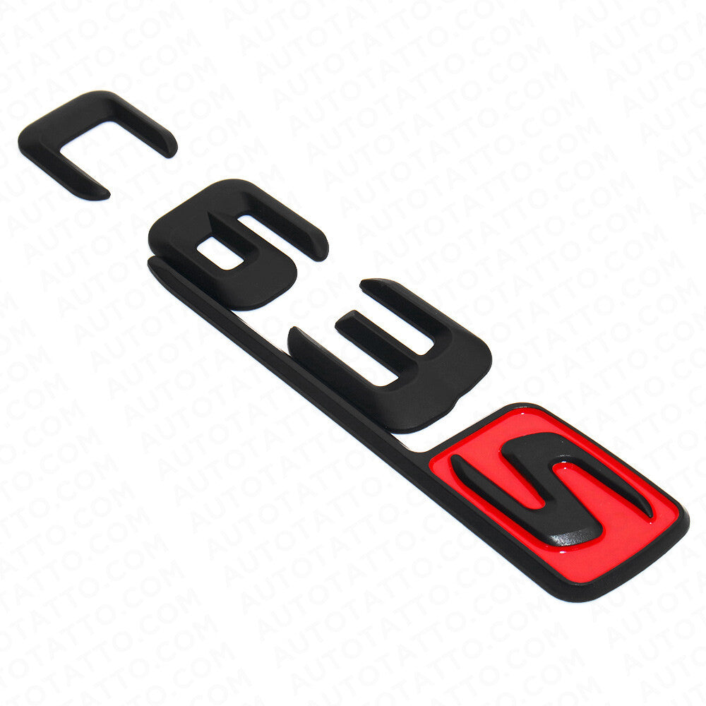 15-16 C63 S AMG Letter Emblem Trunk 3D Logo Badge Decorate Sport Matte Black Red