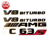 V8 BITURBO Rear Star Emblem Gloss Black Badge For MB W206 C63S SEDAN AMG 2022up