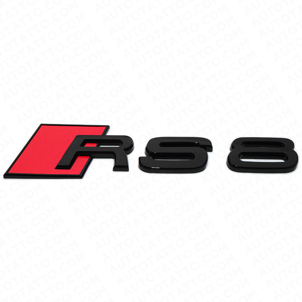 For Audi RS 8 Gloss Black Rear Letter Tail Badge Trunk Emblem Badge Logo Sport