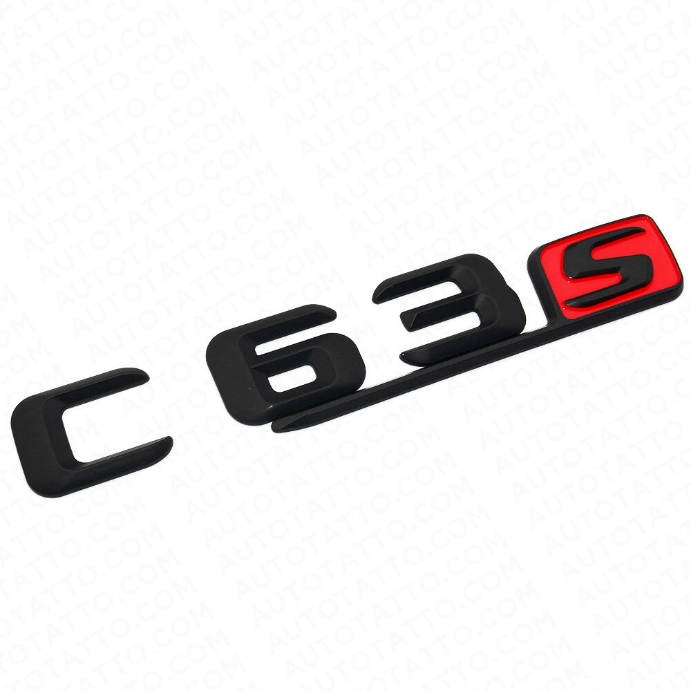15-16 C63 S AMG Letter Emblem Trunk 3D Logo Badge Decorate Sport Matte Black Red