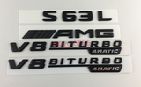 S63L AMG V8 BITURBO Trunk Emblem Badge Sticker for Mercedes Benz Matte black