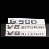 For Mercedes-Benz G Chrome Emblem G500+V8 BITURBOx2 Rear Trunk Fender Badge