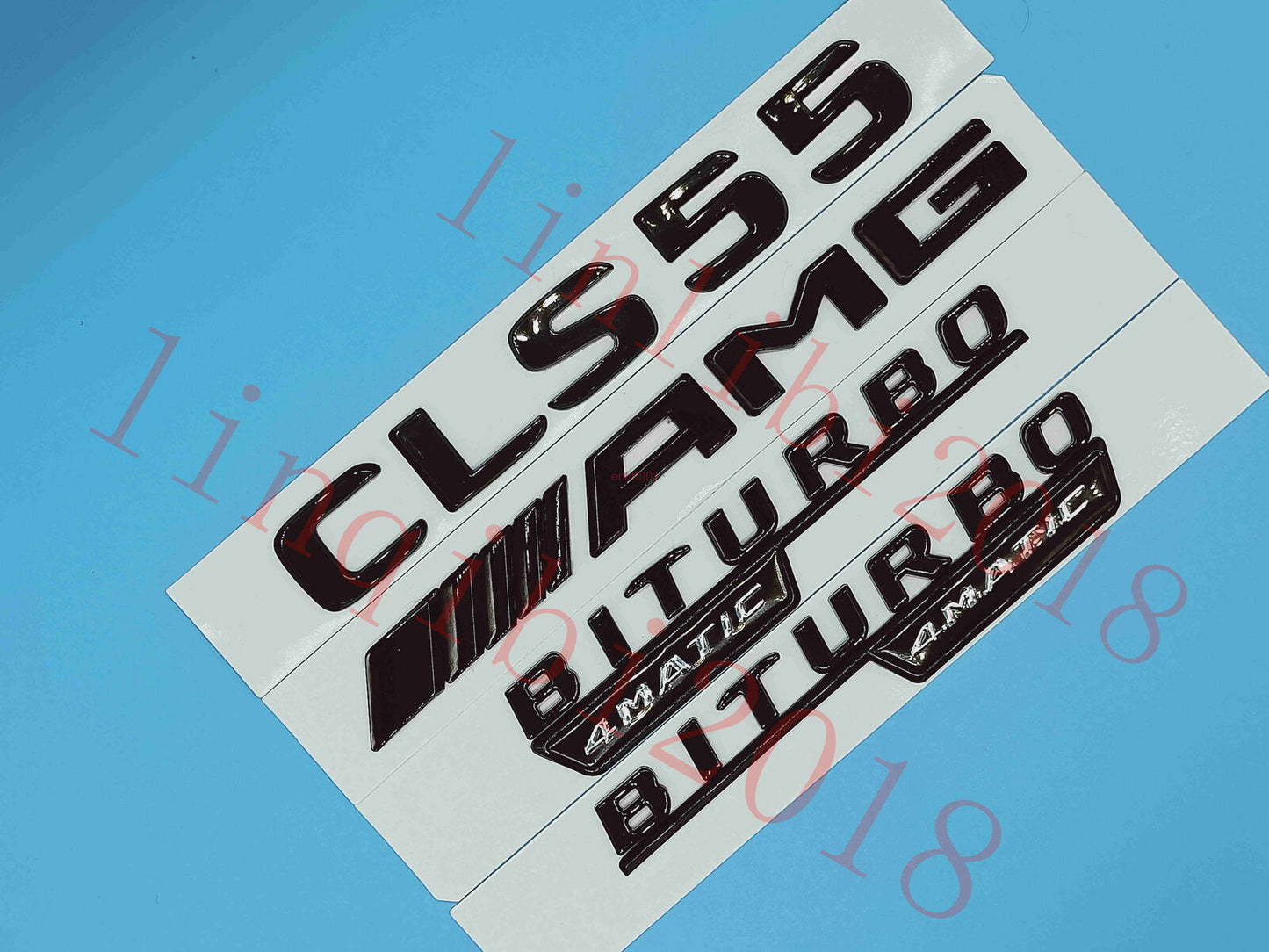 Flat Gloss Black "CLS55 AMG BITURBO" Emblem Badge Sticker for Mercedes Benz CLS