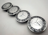 Set of 4 75MM Wheel Center Caps Hubcaps for Mercedes-Benz AMG Black Wreath