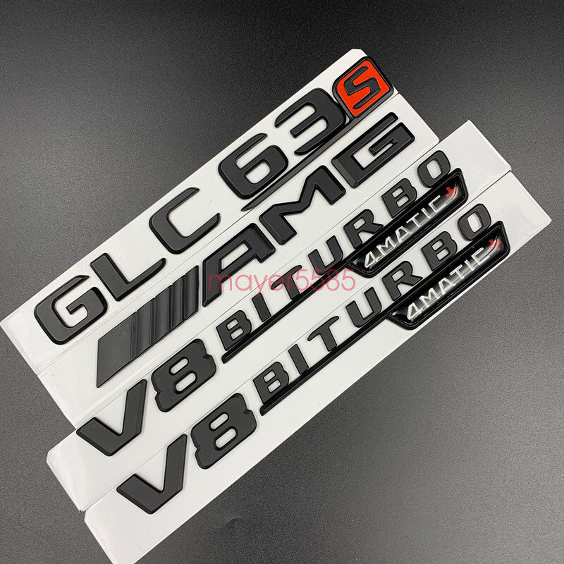 Matte black GLS63s AMG V8 BITURBO Trunk Emblem Badge Sticker For Mercedes Benz