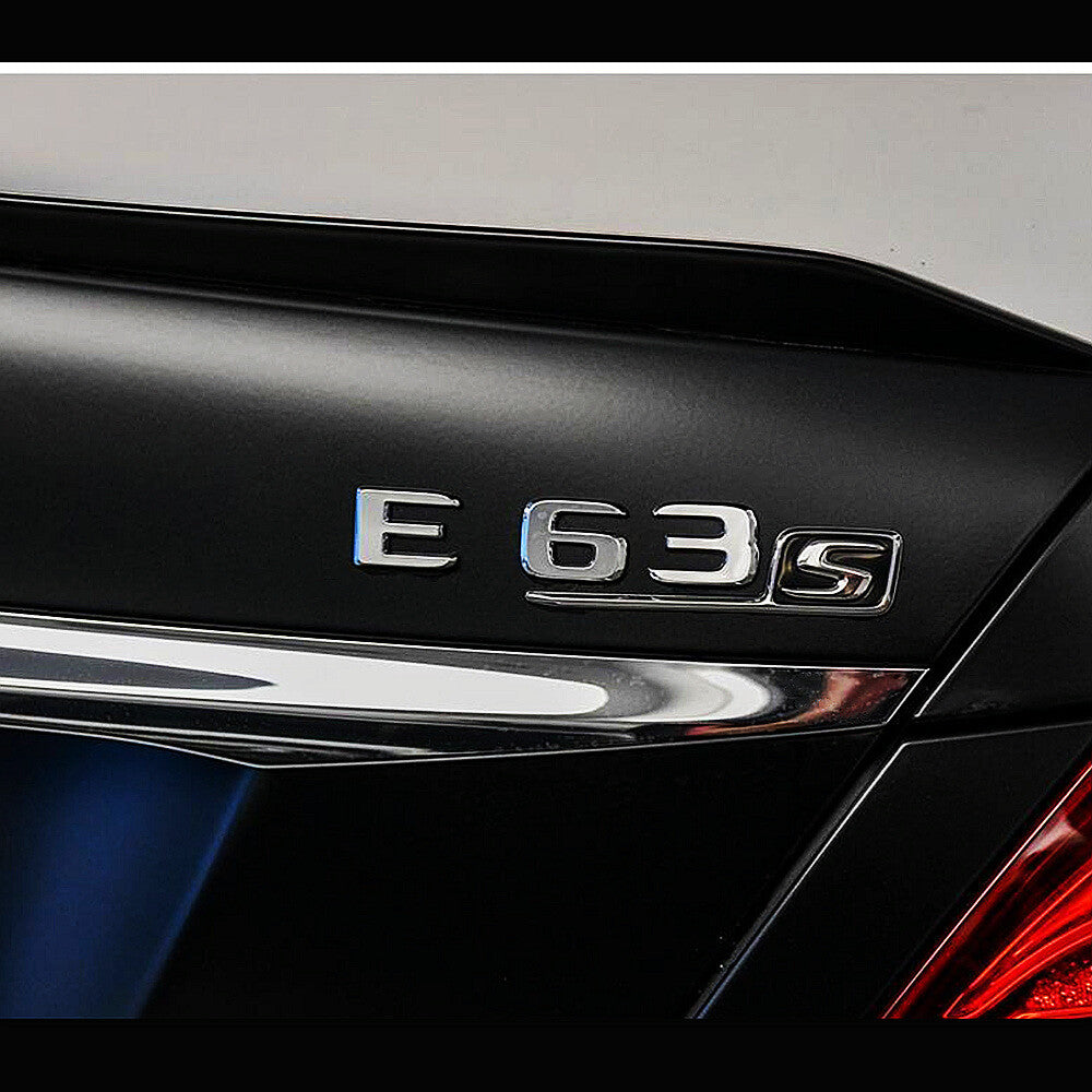 1Set E63S Glossy Black Red S Car Rear Trunk Lid Sticker Emblem For Mercedes-Benz