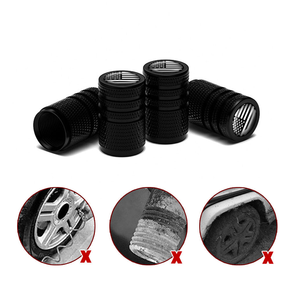 4pcs American Flag Tire Valve Caps Wheel Stem Air Valve Caps Accessories Tire Air Cap