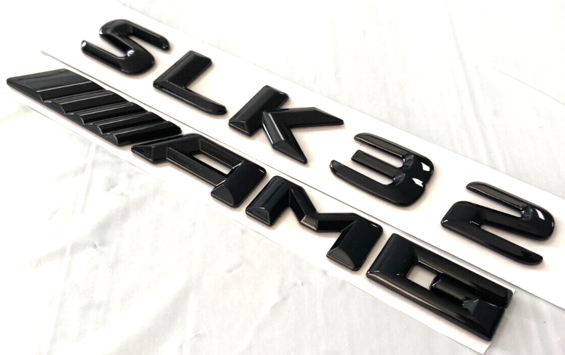 2X GLOSS BLACK SLK32+AMG FOR MERCEDES SLK32 REAR TRUNK EMBLEM BADGE NAMEPLATE
