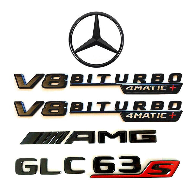 GLC63S SUV AMG V8 BITURBO 4MATIC+ Rear Star Emblem Black Combo Set Mercedes X253