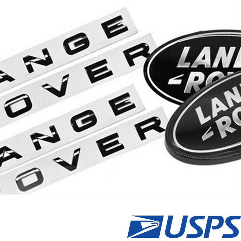 4x For RANGE ROVER Front Grille Rear Tailgate Emblem Oval Badge Glossy Black