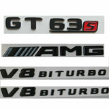 Gloss Black Trunk Fender Badges Emblems for Mercedes Benz GT 63s AMG V8 BITURBO