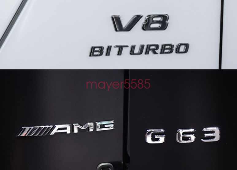 Chrome " G63 AMG V8 BITURBO " Letters Trunk Embl Badge Sticker for Mercedes Benz