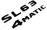 2X BLACK SL63+4MATIC FOR MERCEDES REAR TRUNK EMBLEM BADGE NAMEPLATE DECAL NUMBER