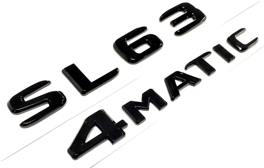 2X BLACK SL63+4MATIC FOR MERCEDES REAR TRUNK EMBLEM BADGE NAMEPLATE DECAL NUMBER