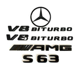 S63 Coupe AMG V8 BITURBO Star Emblem Black Badge Combo Set Mercedes C217 2018-20