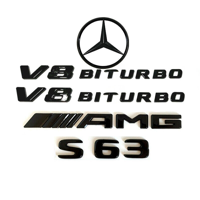 S63 Coupe AMG V8 BITURBO Star Emblem Black Badge Combo Set Mercedes C217 2018-20
