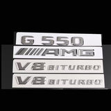 4pcs G550 AMG V8 Biturbo Chrome Rear Badge Emblem for Mercedes Benz G 550 W463