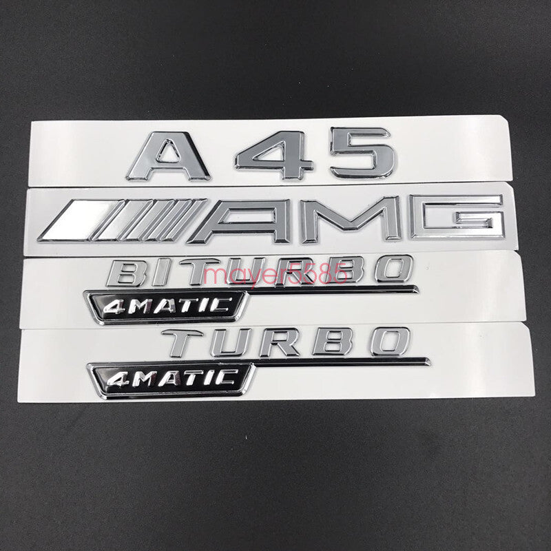 A45 BITURBO AMG Chrome Side Decal Badge Sticker for Mercedes-Benz A45 A180 A200
