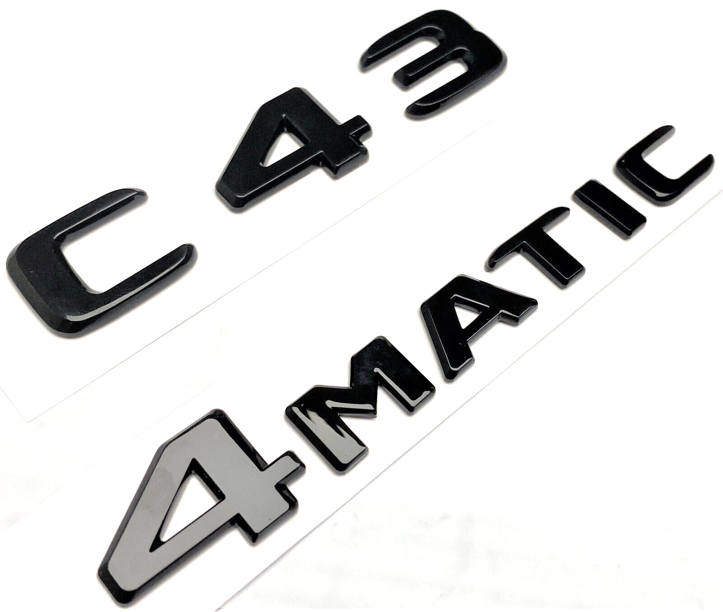 BLACK C43 +4MATIC FOR MERCEDES REAR TRUNK EMBLEM BADGE NAMEPLATE DECAL LETTER