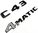 BLACK C43 +4MATIC FOR MERCEDES REAR TRUNK EMBLEM BADGE NAMEPLATE DECAL LETTER