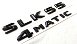 2X GLOSS BLACK SLK55+4MATIC FOR MERCEDES SLK55 REAR TRUNK EMBLEM BADGE NAMEPLATE