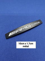 2 Mercedes AMG Edition 3D Logo in Shiny Silver Metal 10cm x 1.7cm (PACK OF 2)