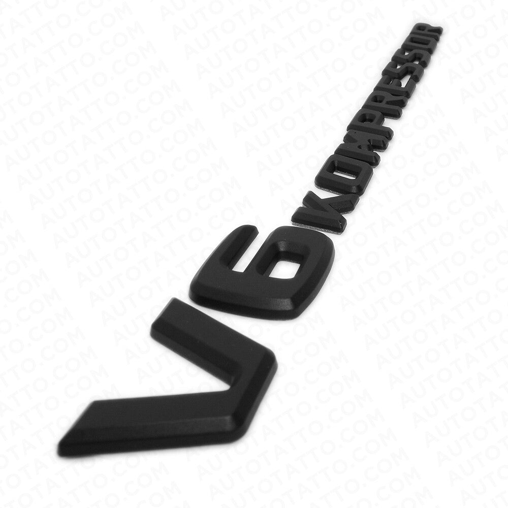 2x Mercedes 02-04 Matte Black V6 Kompressor Side Fender Logo Marker Emblem Badge