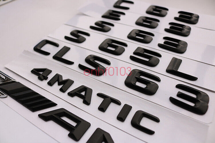 Black CLS 63 + S AMG + V8 BITURBO Trunk Emblem Badge Sticker for Mercedes Benz