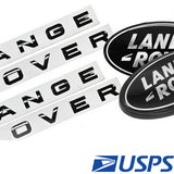 4PCS For RANGE ROVER Front Grille Rear Tailgate Emblem Oval Badge Gloss Black
