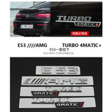 Chrome E53 AMG TURBO/4matic+ Rear Trunk Fender Badges Emblems For E-Class E53