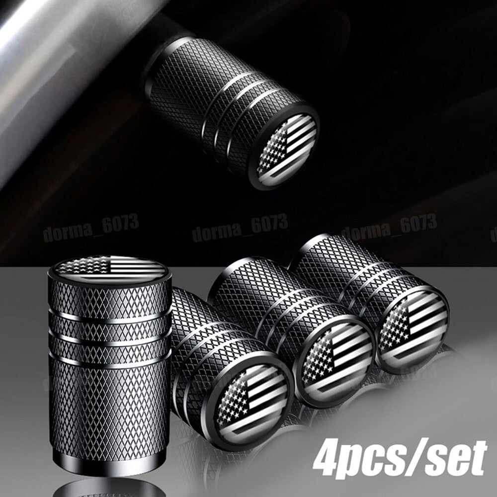 4pcs American Flag Tire Valve Caps Wheel Stem Air Valve Caps Accessories Tire Air Cap