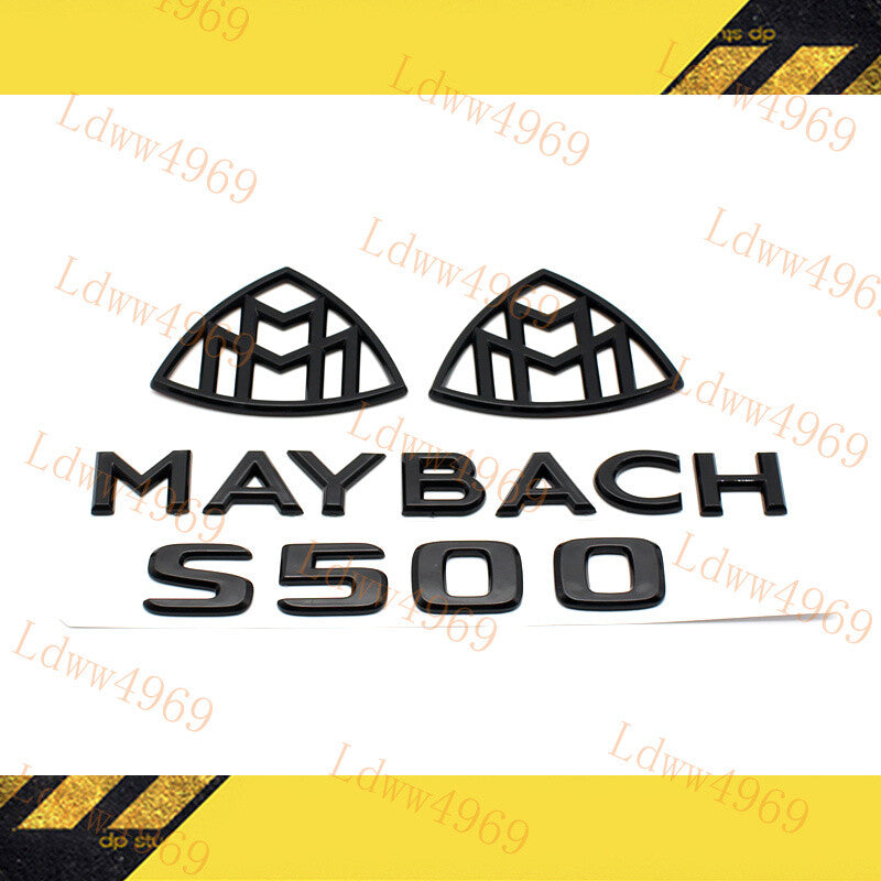 4pcs Gloss Black ABS Trunk Emblem Badge Sticker for S-Class W222 Maybach S500