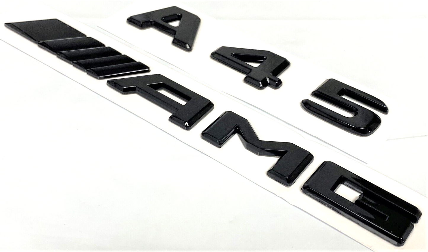 A45 + AMG BLACK FOR MERCEDES REAR TRUNK EMBLEM BADGE NAMEPLATE DECAL NUMBERS