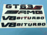 Gloss Black Trunk Fender Badges Emblems for Mercedes Benz AMG GT63s V8 BITURBO