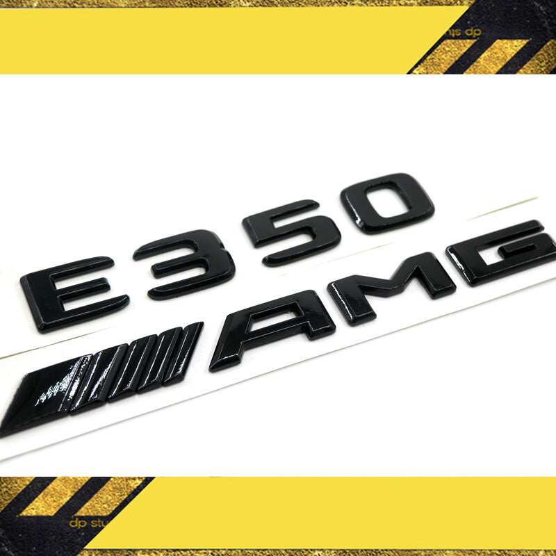 E-CLASS E350 GLOSS BLACK SET AMG E350 REAR TRUNK BADGES EMBLEMS STICKER