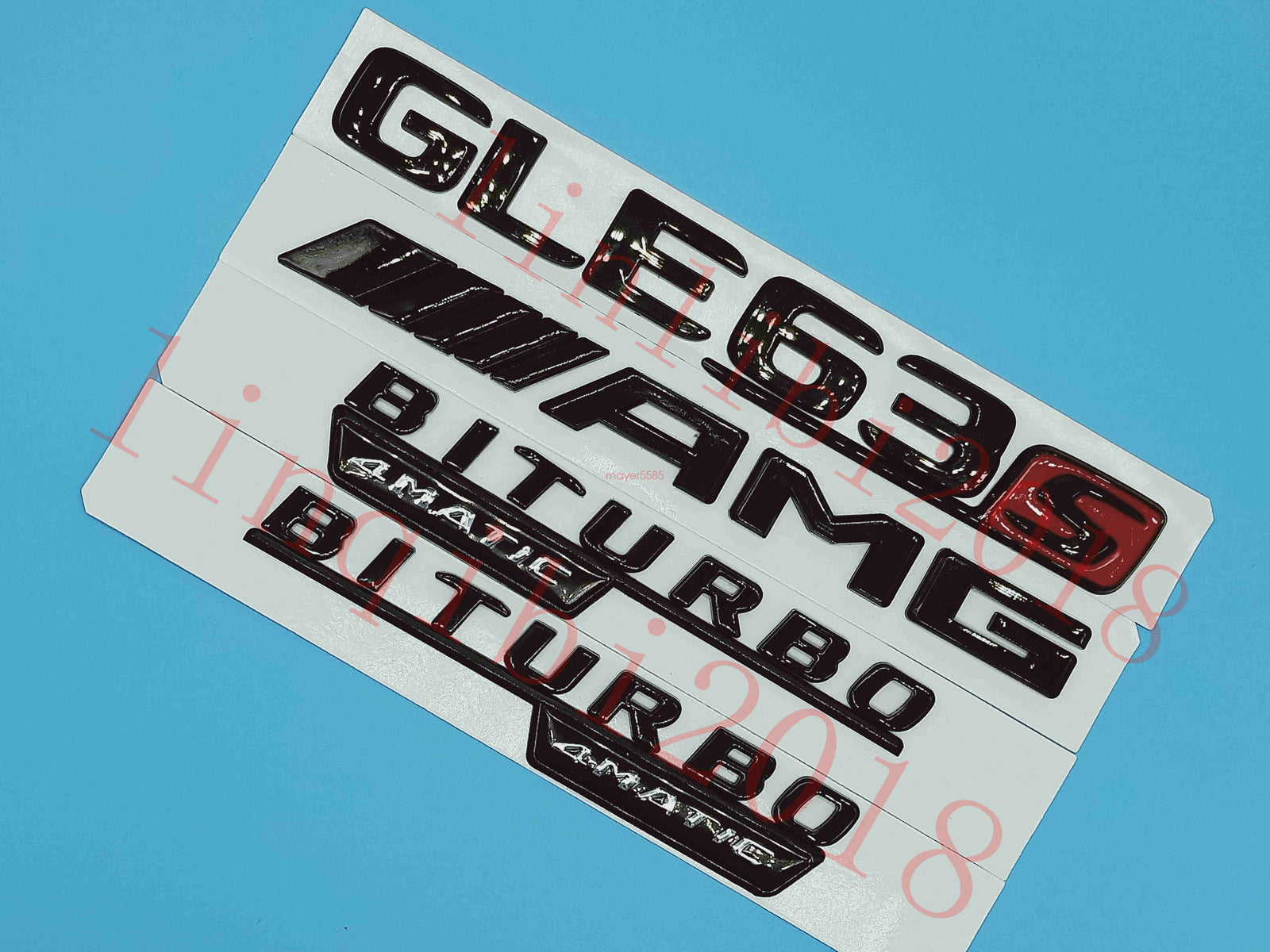 Flat Gloss Black "GLE63s AMG BITURBO" Emblem Badge Sticker for Mercedes Benz GLE